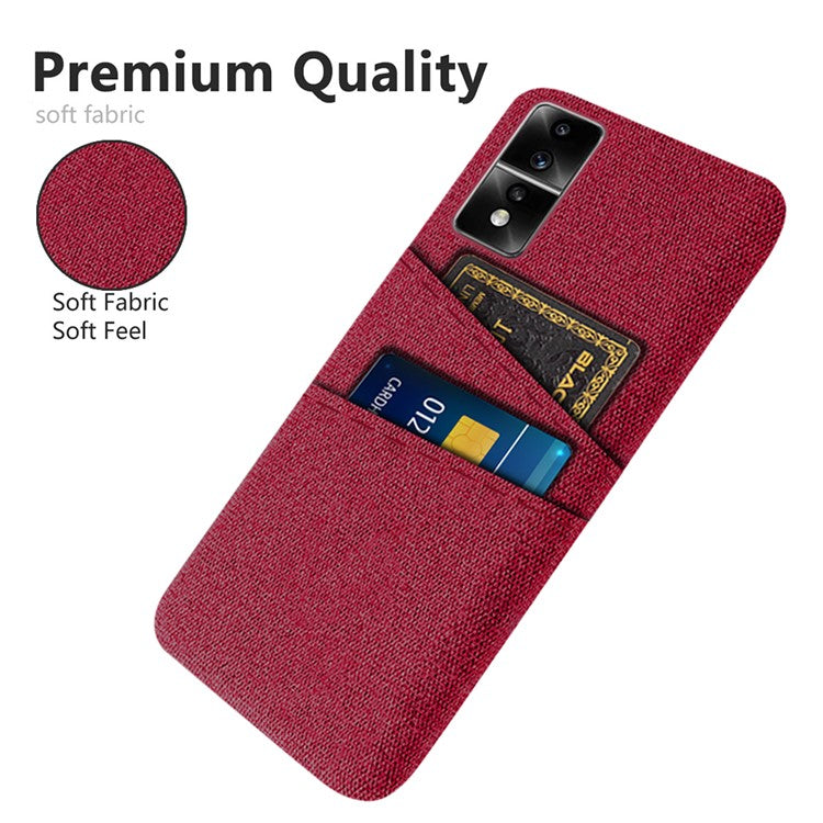 For Honor 80 GT 5G Dual Card Slots Phone Case Hard PC Soft Cloth Texture Protective Cover - Red