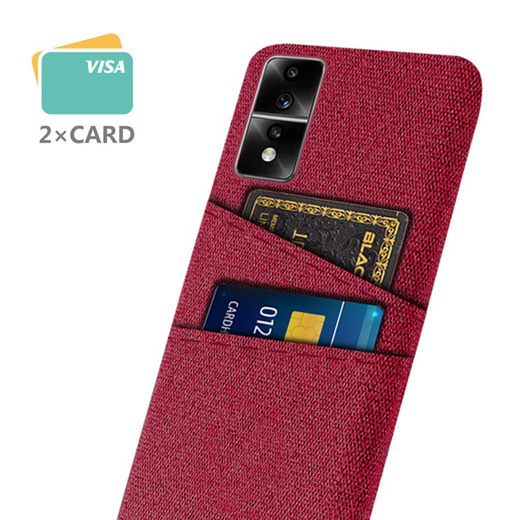 For Honor 80 GT 5G Dual Card Slots Phone Case Hard PC Soft Cloth Texture Protective Cover - Red