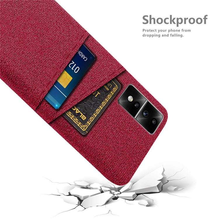 For Honor 80 GT 5G Dual Card Slots Phone Case Hard PC Soft Cloth Texture Protective Cover - Red