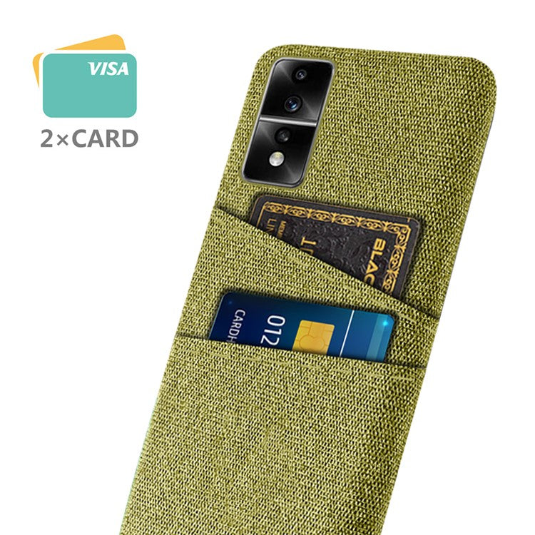 For Honor 80 GT 5G Dual Card Slots Phone Case Hard PC Soft Cloth Texture Protective Cover - Yellow
