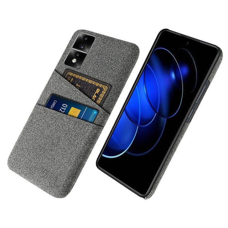 For Honor 80 GT 5G Dual Card Slots Phone Case Hard PC Soft Cloth Texture Protective Cover - Grey