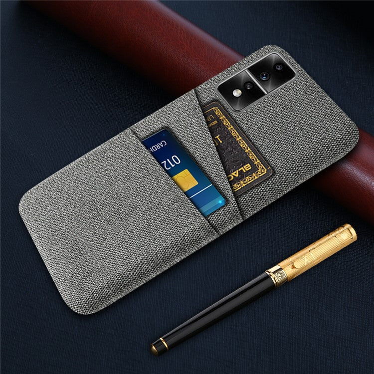 For Honor 80 GT 5G Dual Card Slots Phone Case Hard PC Soft Cloth Texture Protective Cover - Grey
