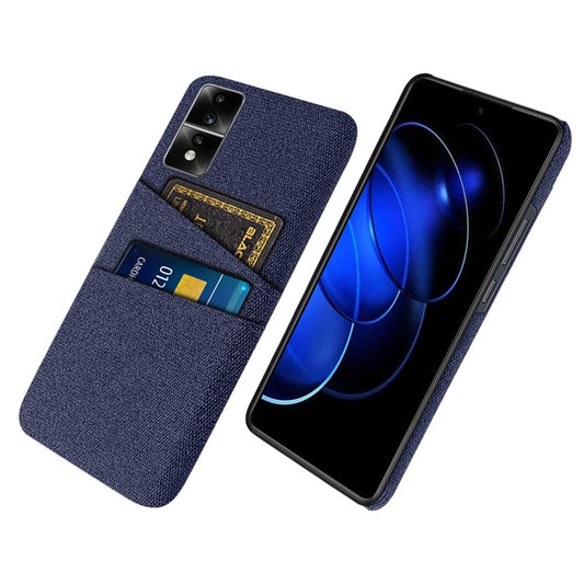 For Honor 80 GT 5G Dual Card Slots Phone Case Hard PC Soft Cloth Texture Protective Cover - Blue