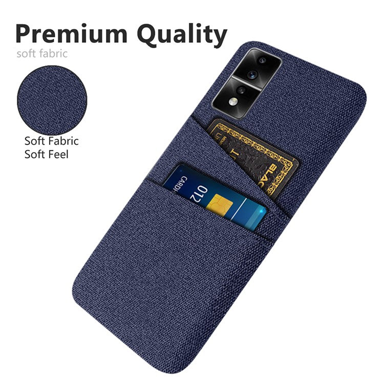 For Honor 80 GT 5G Dual Card Slots Phone Case Hard PC Soft Cloth Texture Protective Cover - Blue