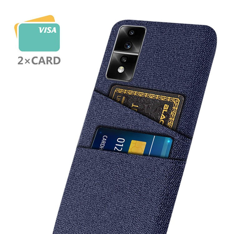 For Honor 80 GT 5G Dual Card Slots Phone Case Hard PC Soft Cloth Texture Protective Cover - Blue