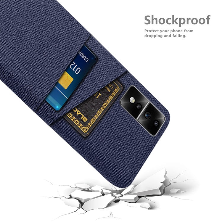 For Honor 80 GT 5G Dual Card Slots Phone Case Hard PC Soft Cloth Texture Protective Cover - Blue