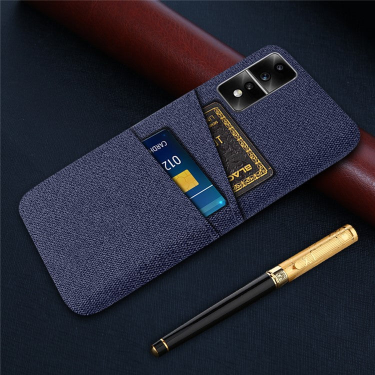 For Honor 80 GT 5G Dual Card Slots Phone Case Hard PC Soft Cloth Texture Protective Cover - Blue