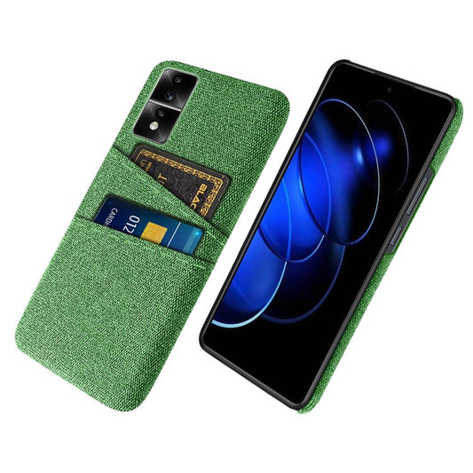 For Honor 80 GT 5G Dual Card Slots Phone Case Hard PC Soft Cloth Texture Protective Cover - Green