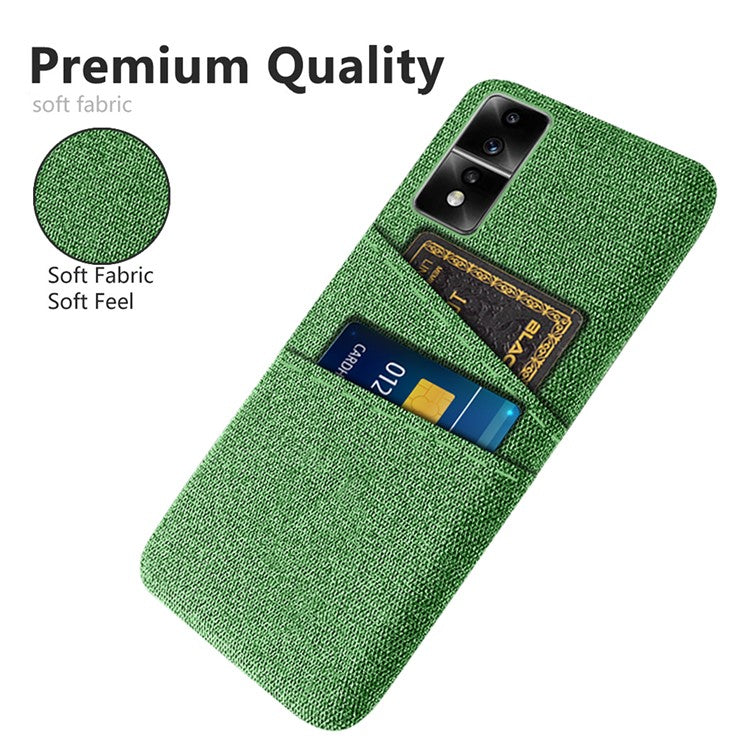 For Honor 80 GT 5G Dual Card Slots Phone Case Hard PC Soft Cloth Texture Protective Cover - Green