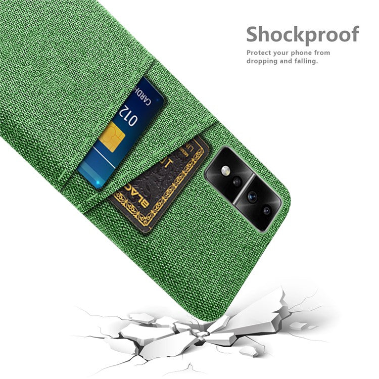 For Honor 80 GT 5G Dual Card Slots Phone Case Hard PC Soft Cloth Texture Protective Cover - Green