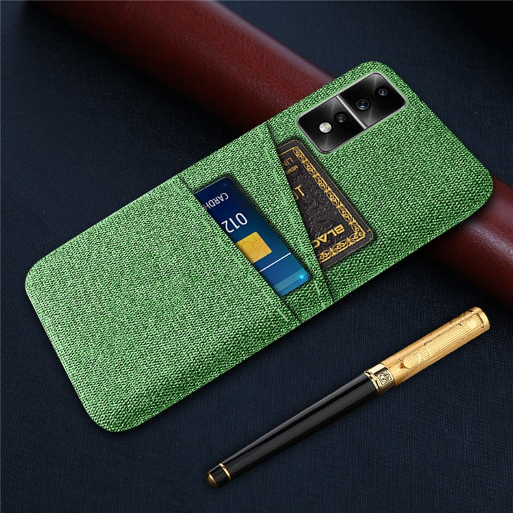 For Honor 80 GT 5G Dual Card Slots Phone Case Hard PC Soft Cloth Texture Protective Cover - Green