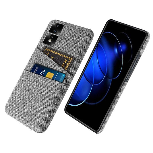 For Honor 80 GT 5G Dual Card Slots Phone Case Hard PC Soft Cloth Texture Protective Cover - Light Grey