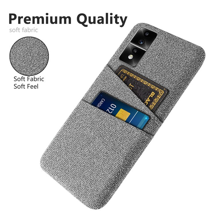 For Honor 80 GT 5G Dual Card Slots Phone Case Hard PC Soft Cloth Texture Protective Cover - Light Grey