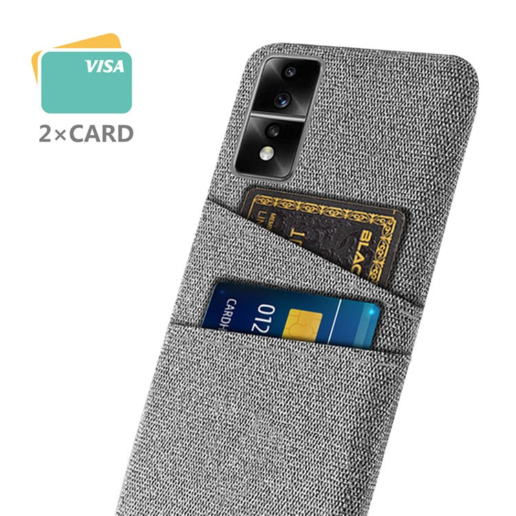 For Honor 80 GT 5G Dual Card Slots Phone Case Hard PC Soft Cloth Texture Protective Cover - Light Grey