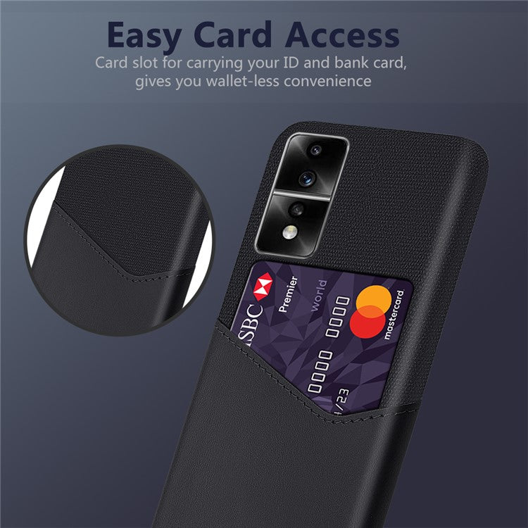 For Honor 80 GT 5G PU Leather + PC Card Holder Case Cloth Texture Protective Phone Cover - Black