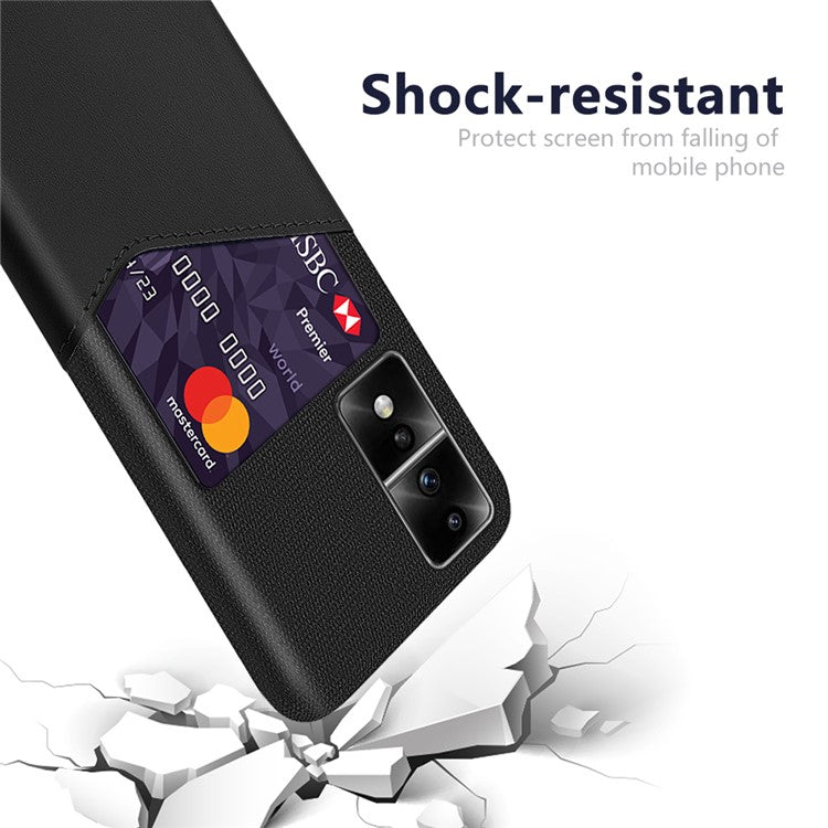 For Honor 80 GT 5G PU Leather + PC Card Holder Case Cloth Texture Protective Phone Cover - Black