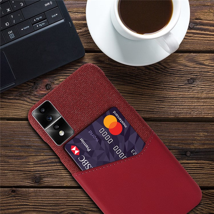 For Honor 80 GT 5G PU Leather + PC Card Holder Case Cloth Texture Protective Phone Cover - Red