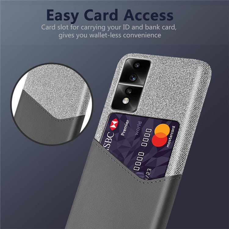 For Honor 80 GT 5G PU Leather + PC Card Holder Case Cloth Texture Protective Phone Cover - Grey