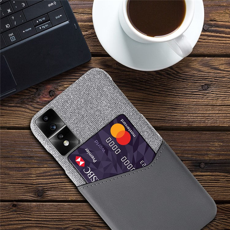 For Honor 80 GT 5G PU Leather + PC Card Holder Case Cloth Texture Protective Phone Cover - Grey