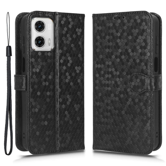 PU Leather Anti-drop Phone Cover for Motorola Moto G53 5G / G23 4G / G13 4G , Stand Dot Pattern Imprinted Wallet Phone Case - Black