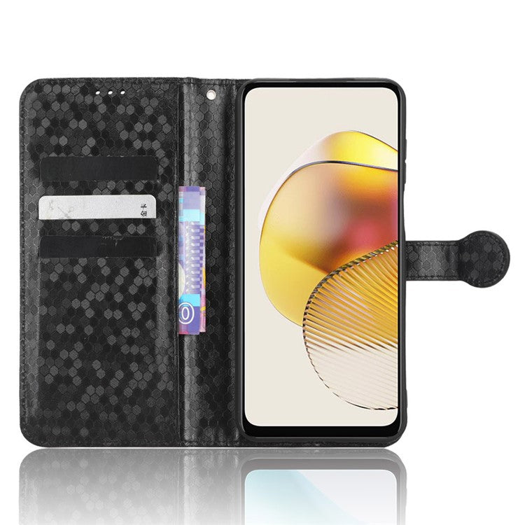 PU Leather Anti-drop Phone Cover for Motorola Moto G53 5G / G23 4G / G13 4G , Stand Dot Pattern Imprinted Wallet Phone Case - Black