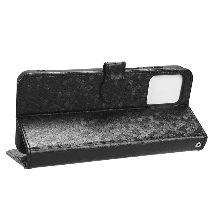 PU Leather Anti-drop Phone Cover for Motorola Moto G53 5G / G23 4G / G13 4G , Stand Dot Pattern Imprinted Wallet Phone Case - Black