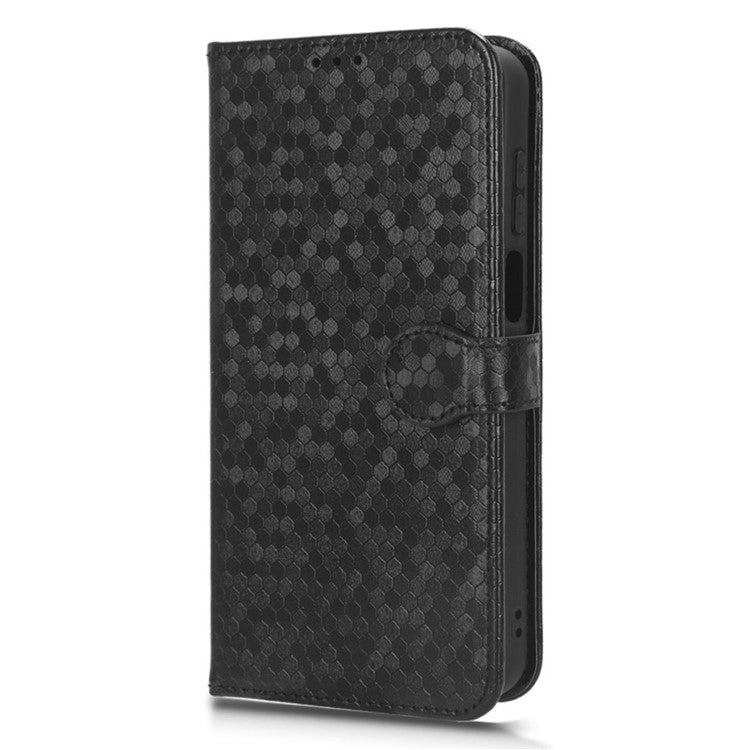 PU Leather Anti-drop Phone Cover for Motorola Moto G53 5G / G23 4G / G13 4G , Stand Dot Pattern Imprinted Wallet Phone Case - Black