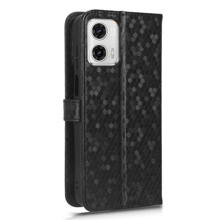 PU Leather Anti-drop Phone Cover for Motorola Moto G53 5G / G23 4G / G13 4G , Stand Dot Pattern Imprinted Wallet Phone Case - Black