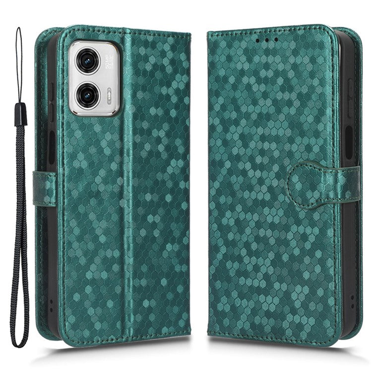 PU Leather Anti-drop Phone Cover for Motorola Moto G53 5G / G23 4G / G13 4G , Stand Dot Pattern Imprinted Wallet Phone Case - Green