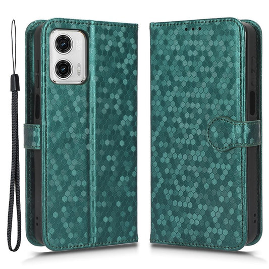 PU Leather Anti-drop Phone Cover for Motorola Moto G53 5G / G23 4G / G13 4G , Stand Dot Pattern Imprinted Wallet Phone Case - Green