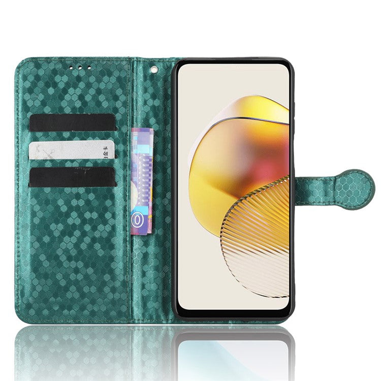 PU Leather Anti-drop Phone Cover for Motorola Moto G53 5G / G23 4G / G13 4G , Stand Dot Pattern Imprinted Wallet Phone Case - Green