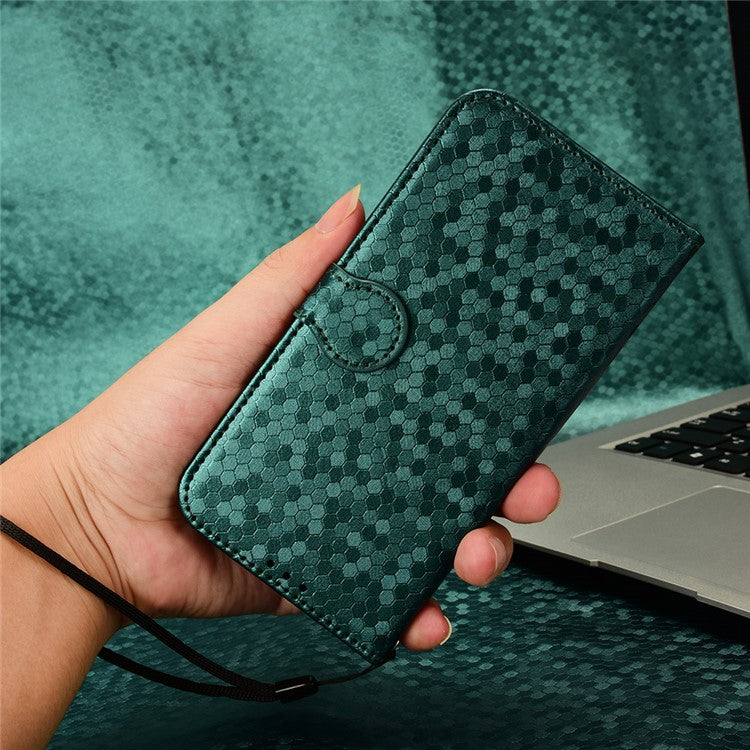 PU Leather Anti-drop Phone Cover for Motorola Moto G53 5G / G23 4G / G13 4G , Stand Dot Pattern Imprinted Wallet Phone Case - Green
