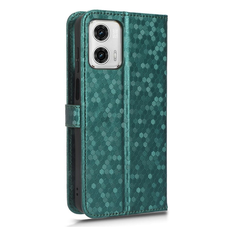 PU Leather Anti-drop Phone Cover for Motorola Moto G53 5G / G23 4G / G13 4G , Stand Dot Pattern Imprinted Wallet Phone Case - Green