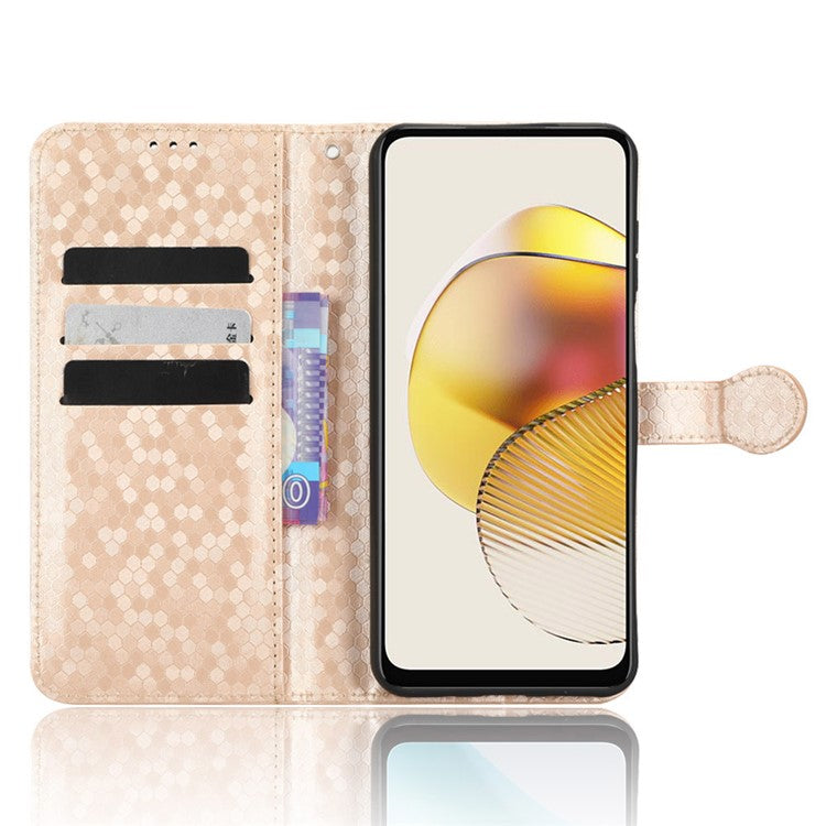PU Leather Anti-drop Phone Cover for Motorola Moto G53 5G / G23 4G / G13 4G , Stand Dot Pattern Imprinted Wallet Phone Case - Rose Gold