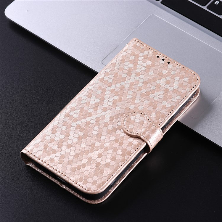 PU Leather Anti-drop Phone Cover for Motorola Moto G53 5G / G23 4G / G13 4G , Stand Dot Pattern Imprinted Wallet Phone Case - Rose Gold