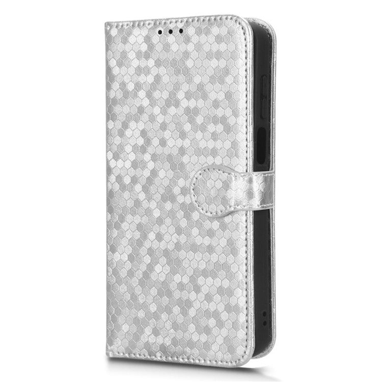 PU Leather Anti-drop Phone Cover for Motorola Moto G53 5G / G23 4G / G13 4G , Stand Dot Pattern Imprinted Wallet Phone Case - Silver
