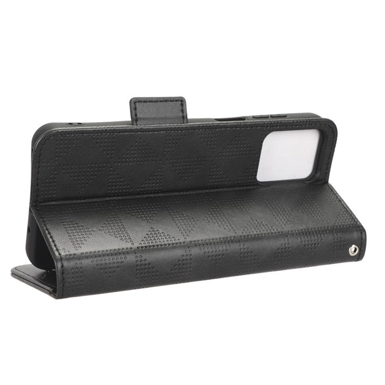 Anti-drop Phone Cover For Motorola Moto G53 5G / G23 4G / G13 4G , Imprinted Triangle Pattern Phone Case Wallet Stand - Black