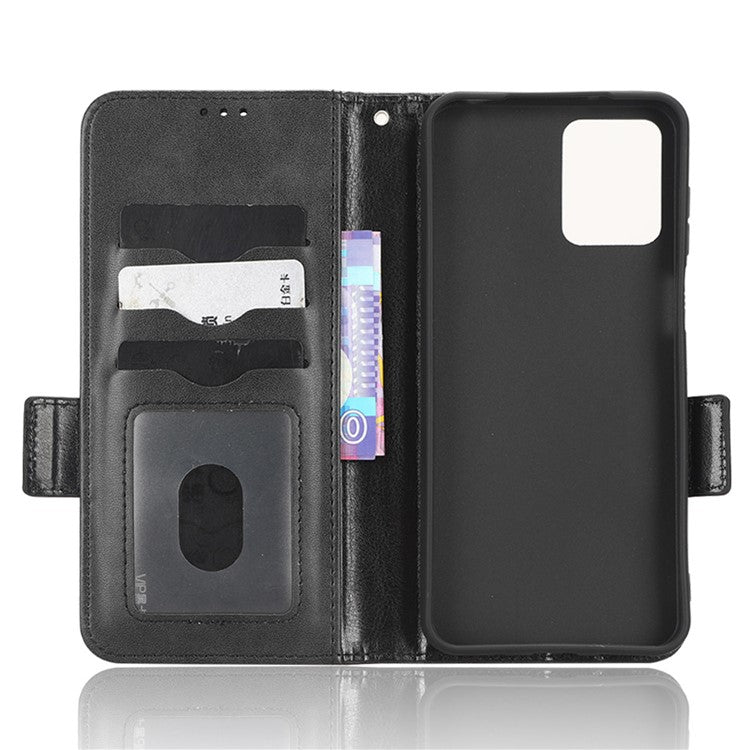 Anti-drop Phone Cover For Motorola Moto G53 5G / G23 4G / G13 4G , Imprinted Triangle Pattern Phone Case Wallet Stand - Black
