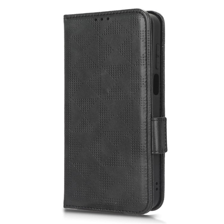 Anti-drop Phone Cover For Motorola Moto G53 5G / G23 4G / G13 4G , Imprinted Triangle Pattern Phone Case Wallet Stand - Black