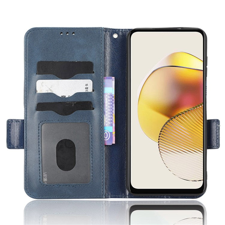 Anti-drop Phone Cover For Motorola Moto G53 5G / G23 4G / G13 4G , Imprinted Triangle Pattern Phone Case Wallet Stand - Blue