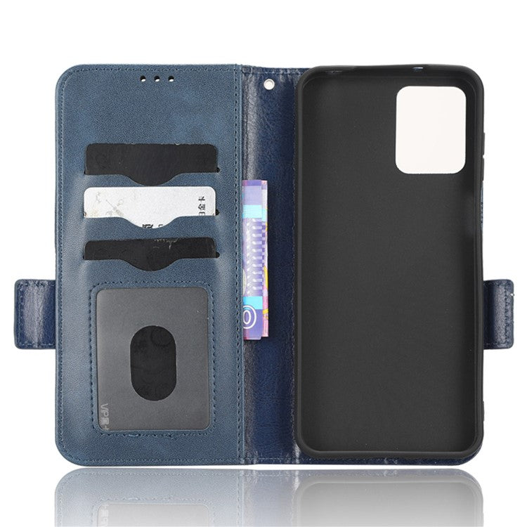 Anti-drop Phone Cover For Motorola Moto G53 5G / G23 4G / G13 4G , Imprinted Triangle Pattern Phone Case Wallet Stand - Blue