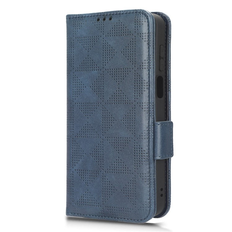 Anti-drop Phone Cover For Motorola Moto G53 5G / G23 4G / G13 4G , Imprinted Triangle Pattern Phone Case Wallet Stand - Blue