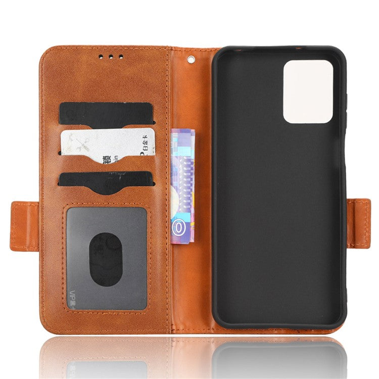 Anti-drop Phone Cover For Motorola Moto G53 5G / G23 4G / G13 4G , Imprinted Triangle Pattern Phone Case Wallet Stand - Brown