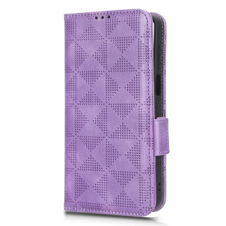 Anti-drop Phone Cover For Motorola Moto G53 5G / G23 4G / G13 4G , Imprinted Triangle Pattern Phone Case Wallet Stand - Purple