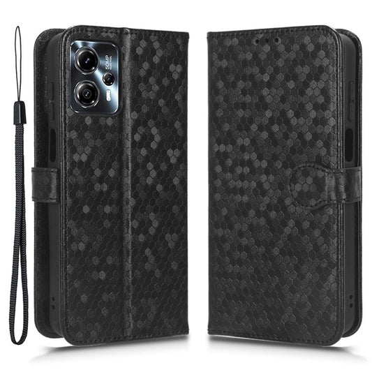 Cell Phone Cover for Motorola Moto G13 4G / G23 4G , Dot Pattern Imprinted Wallet PU Leather Phone Case - Black
