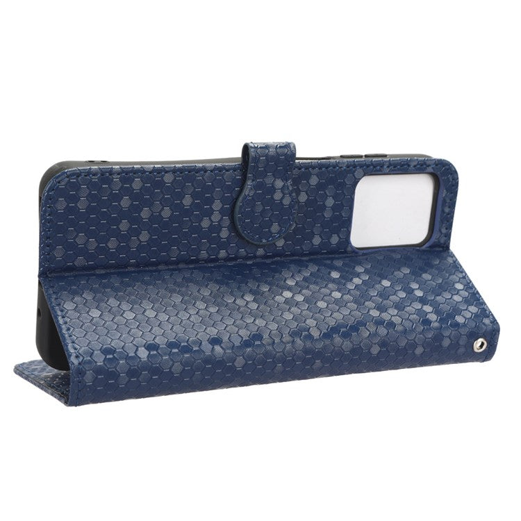 Cell Phone Cover for Motorola Moto G13 4G / G23 4G , Dot Pattern Imprinted Wallet PU Leather Phone Case - Dark Blue