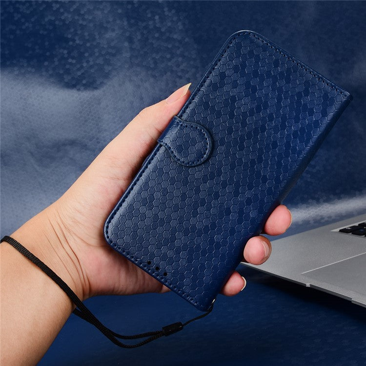 Cell Phone Cover for Motorola Moto G13 4G / G23 4G , Dot Pattern Imprinted Wallet PU Leather Phone Case - Dark Blue