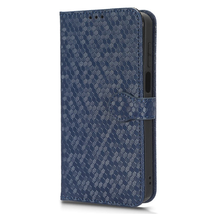 Cell Phone Cover for Motorola Moto G13 4G / G23 4G , Dot Pattern Imprinted Wallet PU Leather Phone Case - Dark Blue