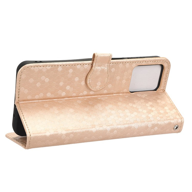 Cell Phone Cover for Motorola Moto G13 4G / G23 4G , Dot Pattern Imprinted Wallet PU Leather Phone Case - Rose Gold