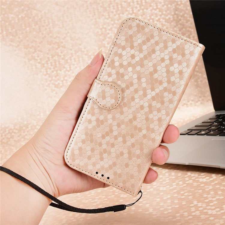 Cell Phone Cover for Motorola Moto G13 4G / G23 4G , Dot Pattern Imprinted Wallet PU Leather Phone Case - Rose Gold